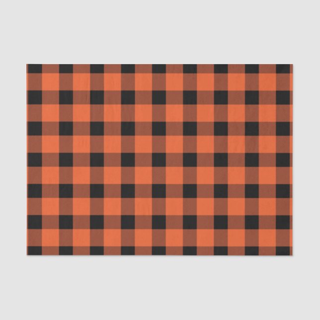 Orange Buffalo Country Lumberjack Plaid Tissue Paper (Front)