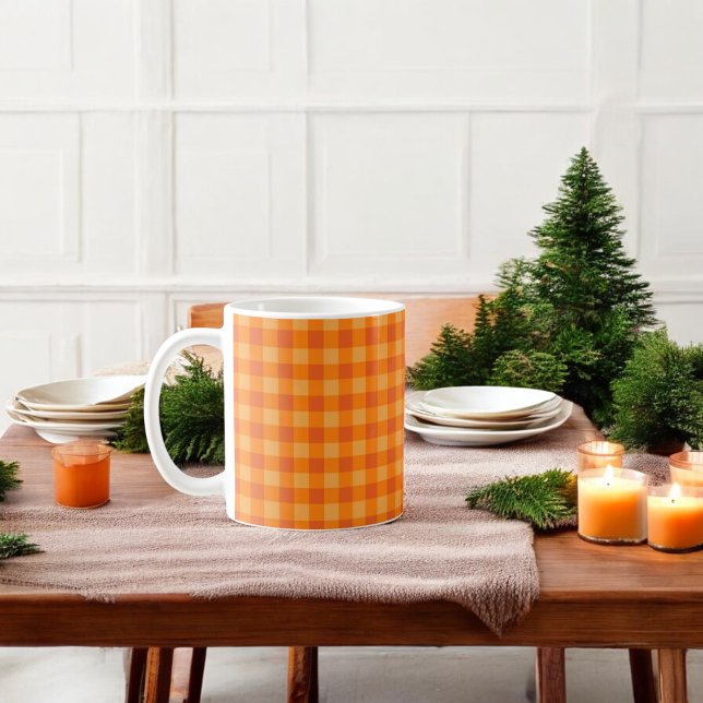 Orange Buffalo Plaid Holiday Coffee Mug (Creator Uploaded)