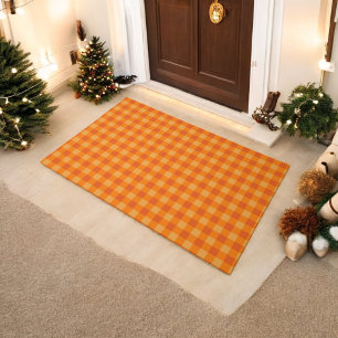 Orange Buffalo Plaid Holiday Doormat