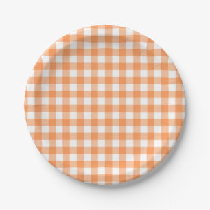Orange Buffalo Plaid Paper Plates