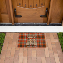 Orange Buffalo Plaid Personalized Family Welcome