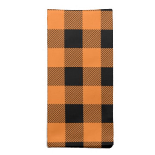 orange buffalo plaid Thanksgiving Cloth Napkin