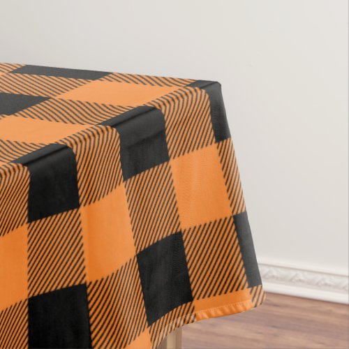 orange buffalo plaid Thanksgiving Tablecloth