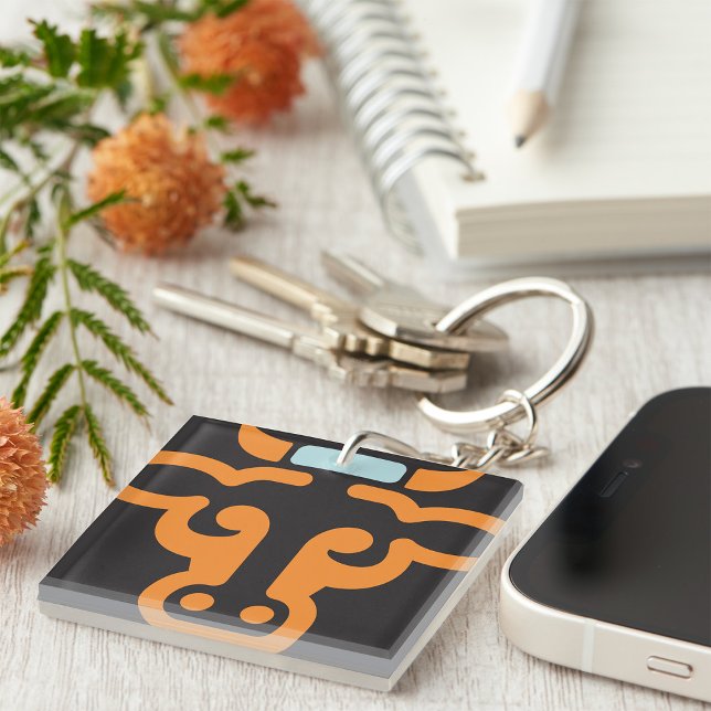 Orange Bull Head Minimalist Cow Keychain (Creator Uploaded)