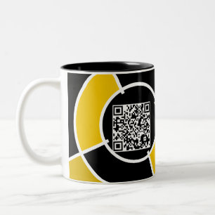 orange bullseye QR code Two-Tone Coffee Mug