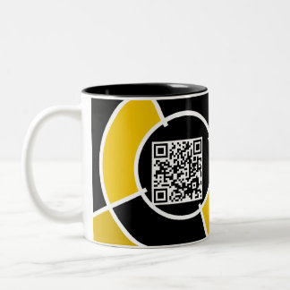 orange bullseye QR code Two-Tone Coffee Mug