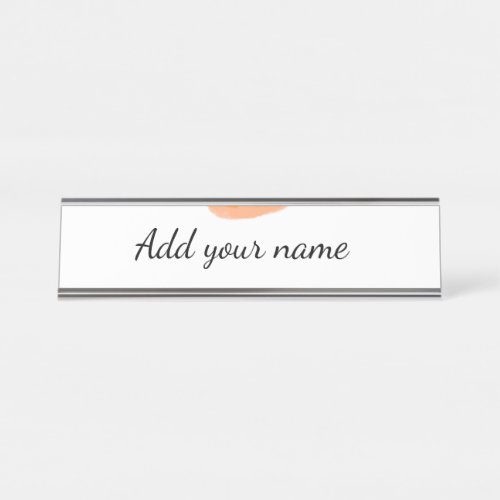 Orange burger watercolor add name text food fries  desk name plate