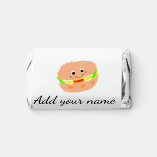 Orange burger watercolor add name text food fries hershey's miniatures