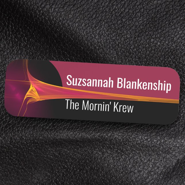 Orange Burgundy Blast Streaked Background  Name Tag (Creator Uploaded)