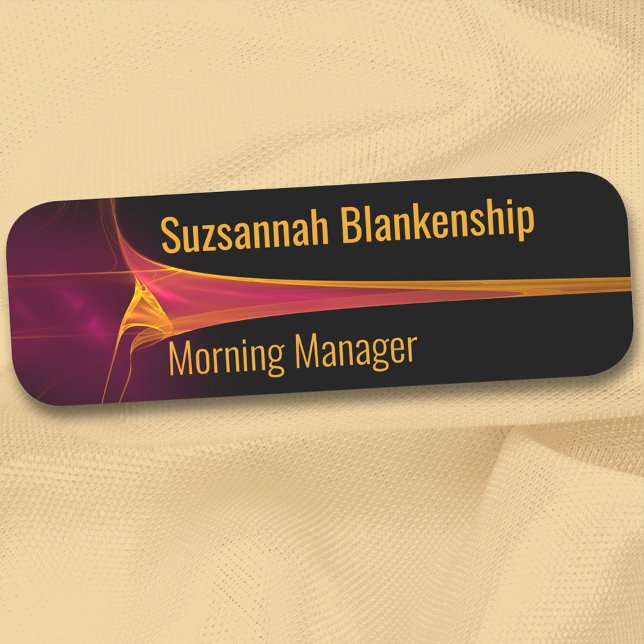 Orange Burgundy Blast Streaked Background  Name Tag (Creator Uploaded)