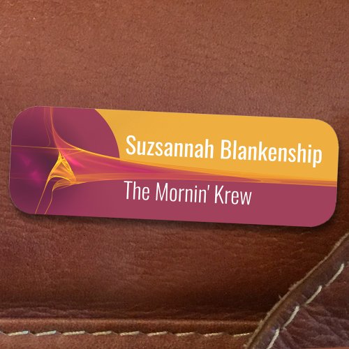 Orange Burgundy Blast Streaked Background Name Tag