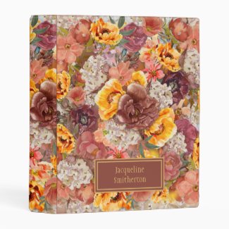 Orange Burgundy Cream Floral First Last Name