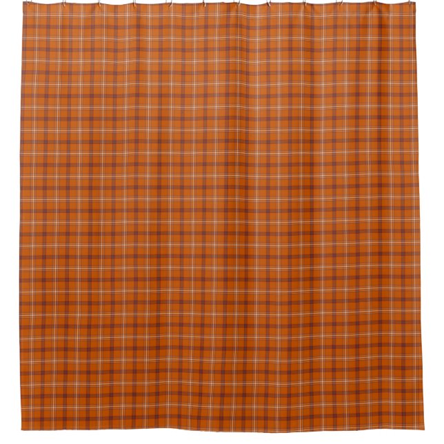 Orange Burgundy Plaid Shower Curtain (Front)