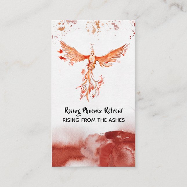 *~*  Orange Burgundy Red Feathers Phoenix Flames Business Card (Front)