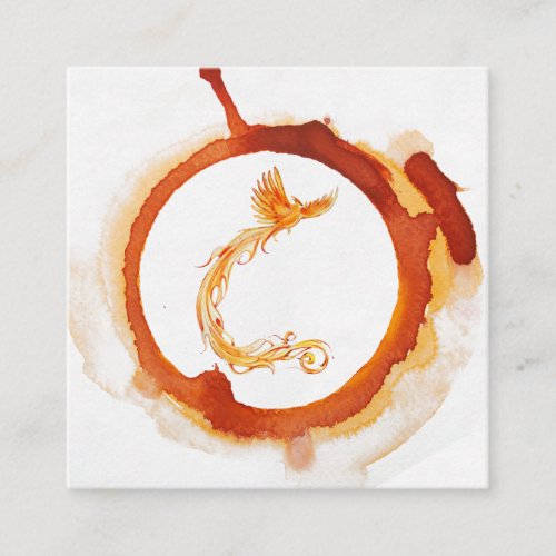  Orange Burgundy Red Flame Phoenix Ring of Fire Square Business Card