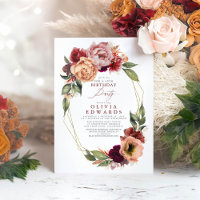 Orange Burgundy Red Floral Fall Birthday Party