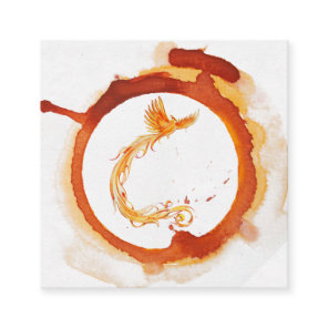 *~* Orange Burgundy Red Phoenix Ring of Fire Square Business Card
