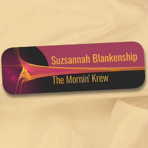 Orange Burgundy Streaked Blast Background  Name Tag