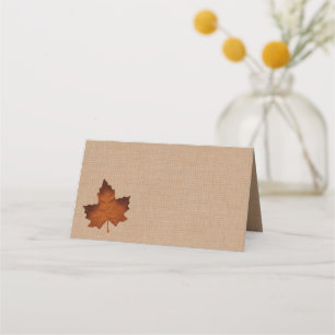 Orange Burlap Folded Place Cards