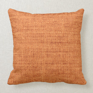 Orange Burlap Rustic Linen Throw Pillow