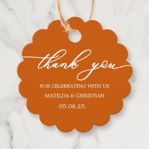 Orange Burnt Wedding Favor Tags