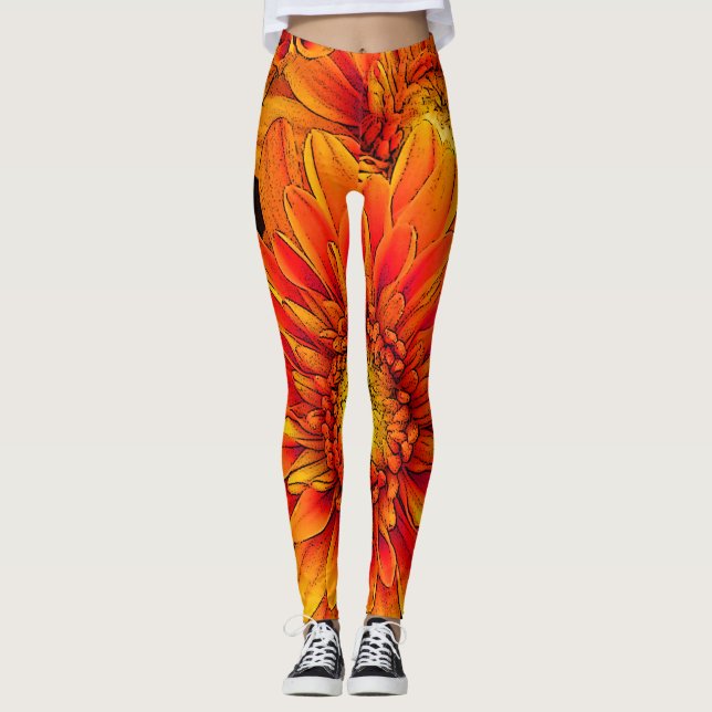 Orange Burst Yoga Pants/Leggings Leggings (Front)