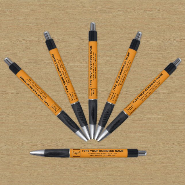 Orange Business Brand on Pen (Pen with orange barrel and your business brand)