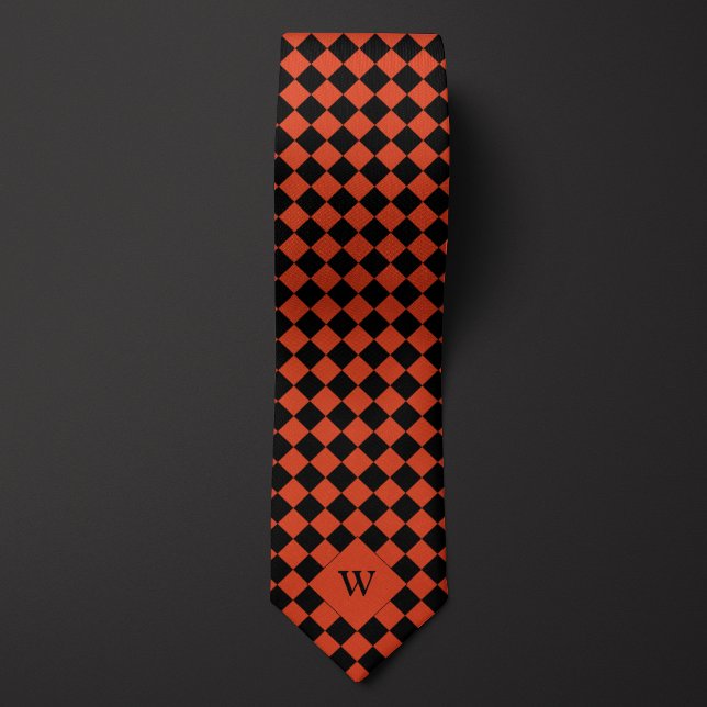 Orange Business Checkered Monogram Neck Tie (Creator Uploaded)