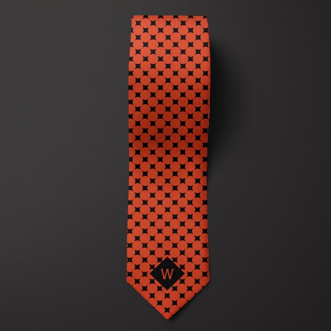Orange Business Circles Monogram Neck Tie (Creator Uploaded)
