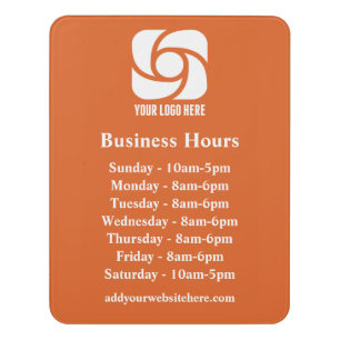 Orange Business Logo Custom Company Hours Door Sign
