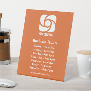 Orange Business Logo Custom Company Hours Pedestal Sign