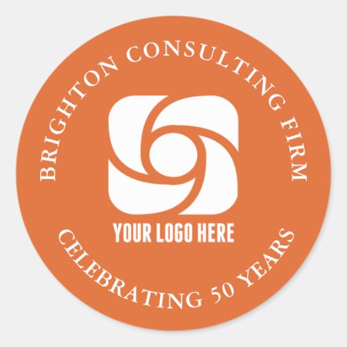 Orange Business Logo Custom Company Marketing Classic Round Sticker