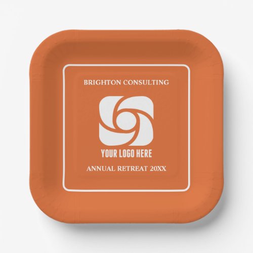 Orange Business Logo Custom Company Party Paper Plates
