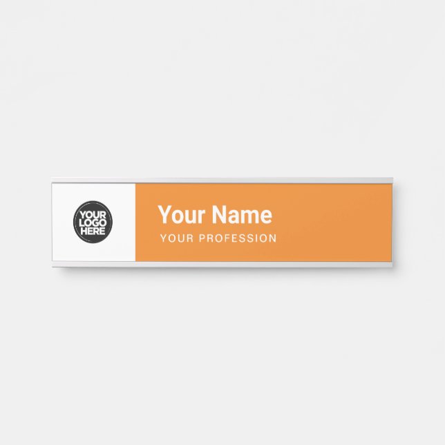 Orange Business Logo Name Profession Door Sign (Front)