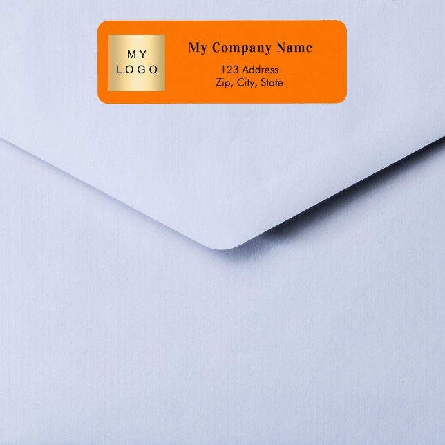 Orange business logo return address label (Creator Uploaded)