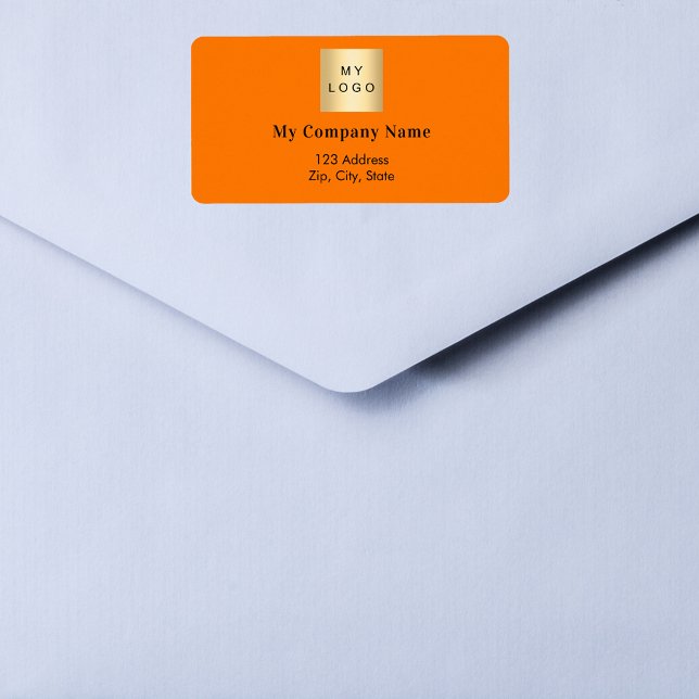 Orange business logo return address label (Creator Uploaded)