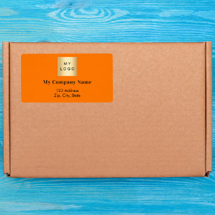 Orange business logo return address shipping label