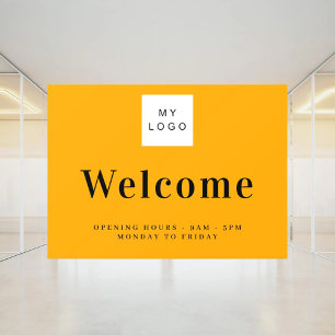 Orange business logo welcome opening hours window cling