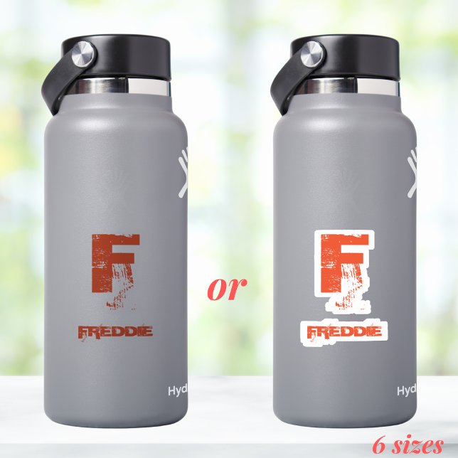 Orange Business Monogram logo Grunge Water Bottle Sticker (Creator Uploaded)