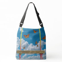 Orange Butterflies in Dreamy blue sky