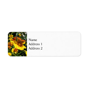 Orange Butterflies on Yellow Coreopsis Label