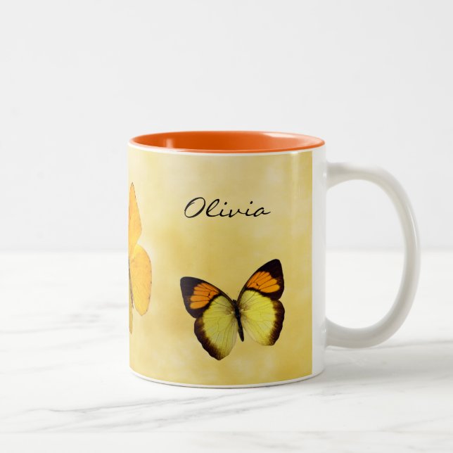 Orange Butterflies Personalized Name Mug (Right)