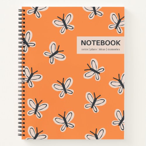 Orange butterflies spiral bound notebook