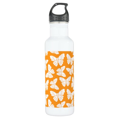 Orange butterflies stainless steel water bottle