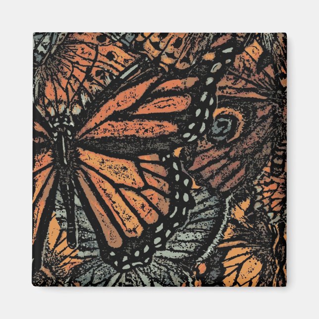 Orange butterfly abstract fantasy art magnet (Front)