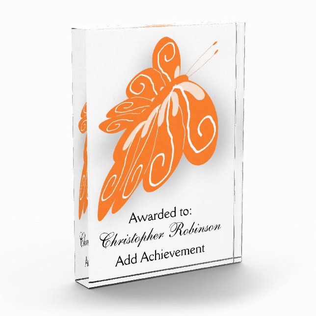 Orange Butterfly Acrylic Award (Left)