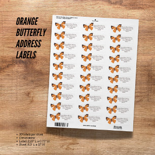 Orange Butterfly Address Labels