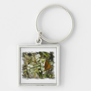 Orange Butterfly and Bee Keychain