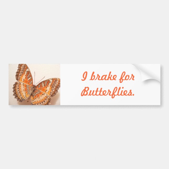 Orange Butterfly Bumper Sticker (Front)