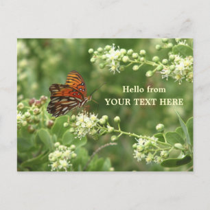 Orange Butterfly Customized "Hello from" Postcard